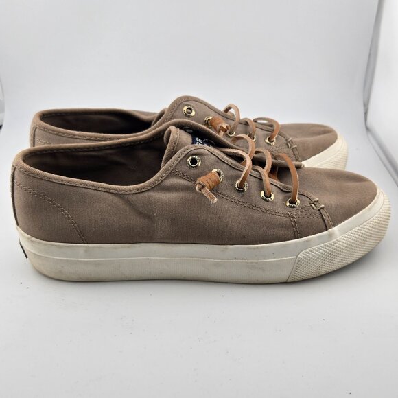 Sperry Pier View Low Sneakers – Taupe Canvas w/ Leather Laces | Women’s 7M - Picture 4 of 10